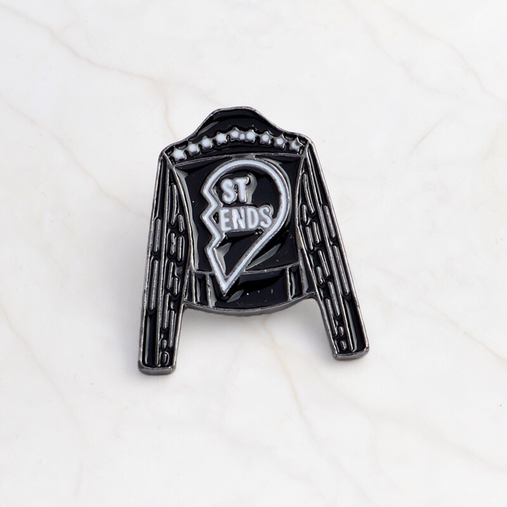 2pcs Best-Friend Cool Leather Jacket Enamel PinSet - Picture 3 of 6